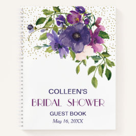 Blue Violet Wild Rose Brautparty Gästebuch Notizblock