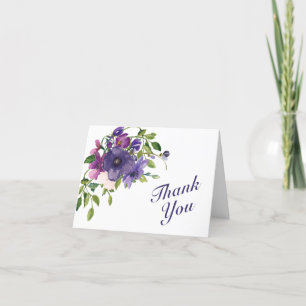 Blue Violet Wild Rose Hochzeit Dankeskarte