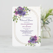 Blue Violet Wild Rose Hochzeit Probe Dinner Einladung (Stehend Vorderseite)