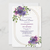Blue Violet Wild Rose Hochzeit Probe Dinner Einladung (Vorderseite)