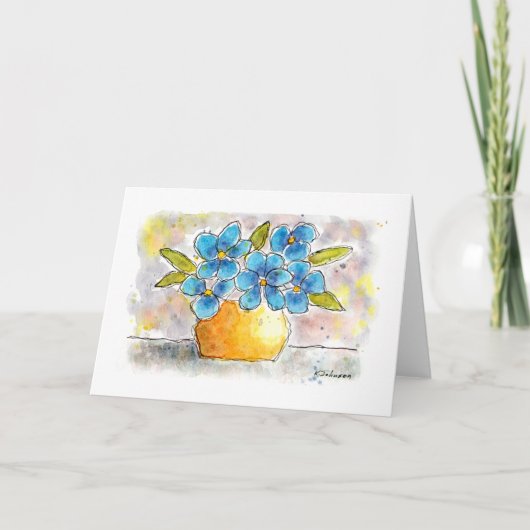 Blue Violets Watercolor Grußkarten Karte (Vorderseite)