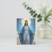 Blue VIrgin Mary Memorial Card Telefonnummerkarte (Stehend Vorderseite)