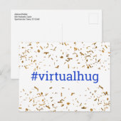 Blue Virtual Hug Hashtag Gold Imitate Confetti Postkarte (Vorne/Hinten)