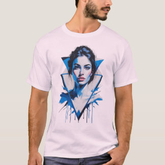 Blue Vision: Art Portrait der geometrischen Maus T-Shirt