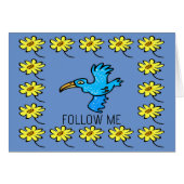 Blue Vogel Blume Border, add text (Vorderseite (Horizontal))