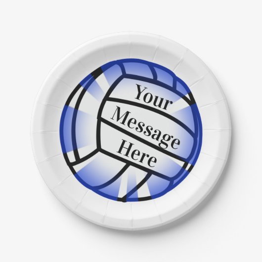 Blue Volleyball Custom Paper Party Pappteller (Vorderseite)