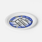 Blue Volleyball Custom Paper Party Pappteller (Schrägansicht)