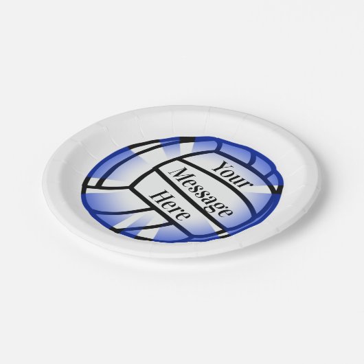 Blue Volleyball Custom Paper Party Pappteller (Schrägansicht)