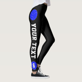 Blue Volleyball Custom Team Name & Player Nummer Leggings