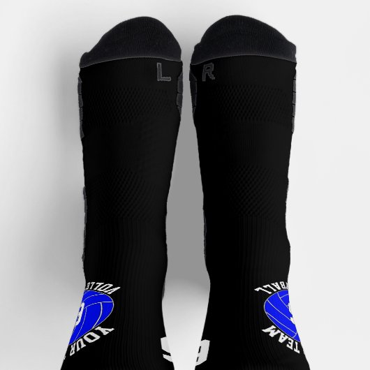 Blue Volleyball Custom Team Name & Player Nummer Socken (Oben)