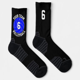 Blue Volleyball Custom Team Name & Player Nummer Socken