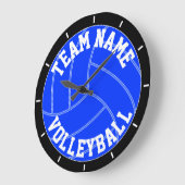 Blue Volleyball Custom Team Name / Text Wall Clock Große Wanduhr (Winkel)