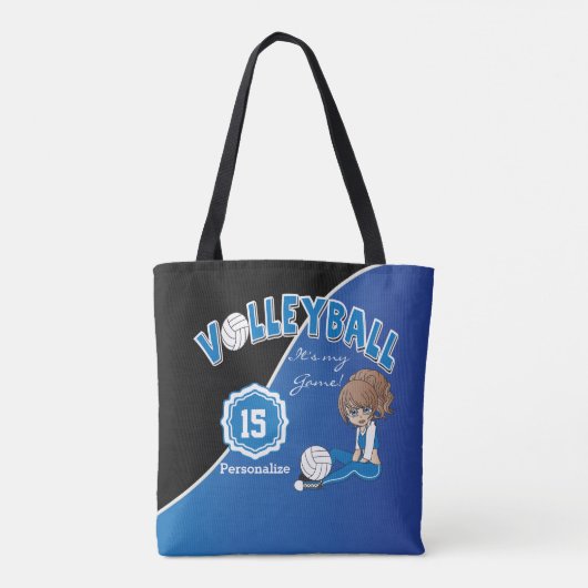Blue Volleyball Diva Girl Tasche (Rückseite)