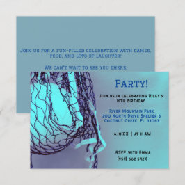 Blue Volleyball Geburtstag Einladung