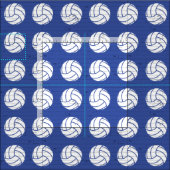 Blue Volleyball Holzfußboden Gemustert Stoff (Kachel)