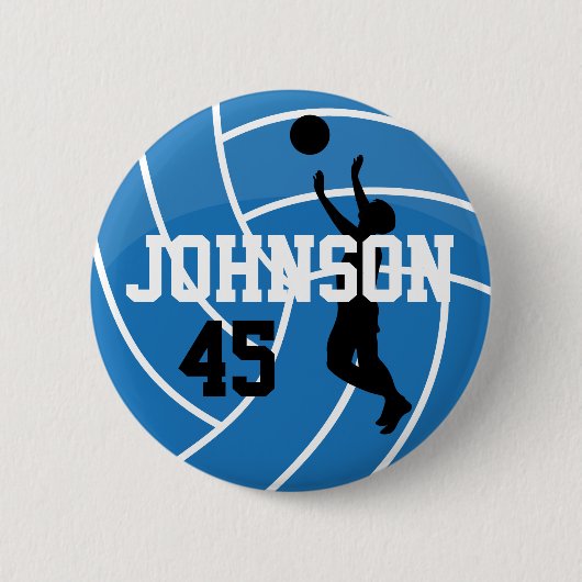 Blue Volleyball mit Silhouette Player Button (Vorderseite)