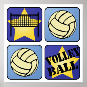 Blue Volleyball Poster