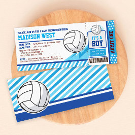 Blue Volleyball Ticket Pass Kinderdusche Einladung
