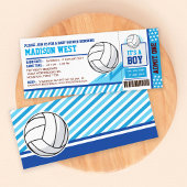 Blue Volleyball Ticket Pass Kinderdusche Einladung