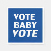Blue "vote baby vote" Whitepaper Serviette (Vorderseite)