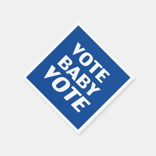 Blue "vote baby vote" Whitepaper Serviette (Ecke)
