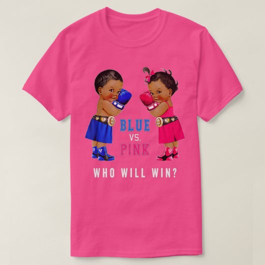 Blue vs Pink Ethnic Boxing Babies Gender Reveal s T-Shirt (Design vorne)
