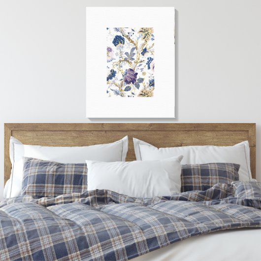 Blue W. Morris Muster Stretched Canvas Print Leinwanddruck (Insitu (Schlafzimmer))