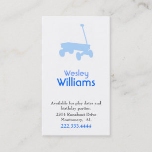 Blue Wagens Children Play Date Card Telefonnummerkarte