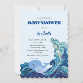Blue Wales Baby Dusche Einladung (Vorderseite)