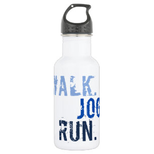 BLUE WALK JOG RUN (Schriftart SMUDGE) Trinkflasche