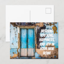 Blue wall & door neue Zuhause Gratulationen Postca