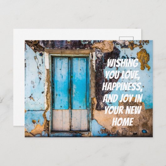 Blue wall & door neue Zuhause Gratulationen Postca Postkarte (Vorne/Hinten)
