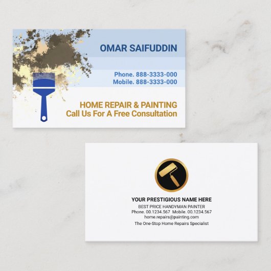 Blue Wall Layers Peeling Paint Spritzer Visitenkarte (Vorne/Hinten)