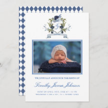 Blue Wappen Baby Boy Foto Geburtskarte