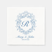Blue Wappen Custom Wedding Cocktail Napkins Serviette (Vorderseite)