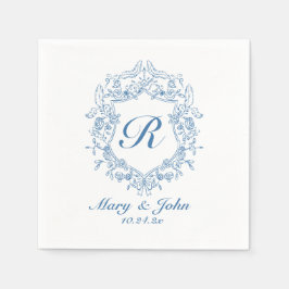 Blue Wappen Custom Wedding Cocktail Napkins Serviette