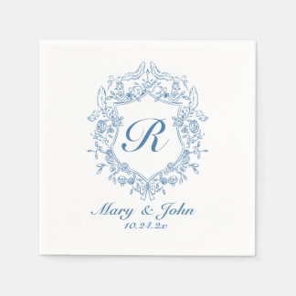 Blue Wappen Custom Wedding Cocktail Napkins Serviette