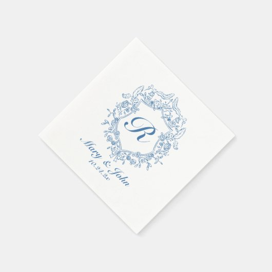 Blue Wappen Custom Wedding Cocktail Napkins Serviette (Ecke)