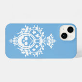 Blue Wappen mit Skull und Cardsuits iPhone 14 Fall Hülle (Rückseite (Horizontal))