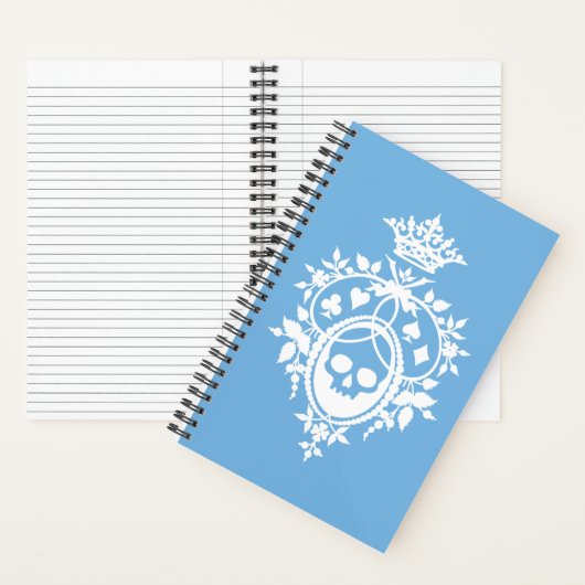 Blue Wappen mit Skull und Cardsuits Notebook Notizblock (Innen)