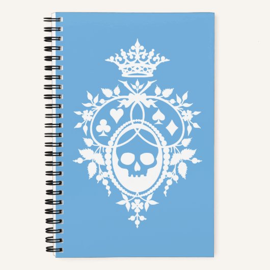 Blue Wappen mit Skull und Cardsuits Notebook Notizblock (Vorderseite)