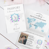 Blue Wappen Monogram für den Pass für das Hochzeit Einladung