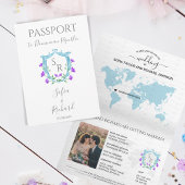 Blue Wappen Monogram für den Pass für das Hochzeit Einladung