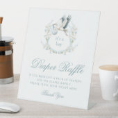 Blue Wappen Stork Boho Babydusche Windelwindeln Sockelschild (In Situ)