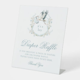 Blue Wappen Stork Boho Babydusche Windelwindeln Sockelschild