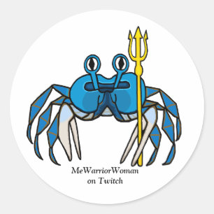 Blue Warrior Crab, MeWarriorWoman auf Twitch Runder Aufkleber