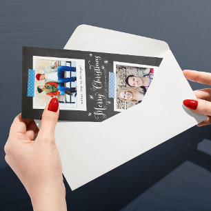 Blue Washi Tape and Chalkboard Foto Frames Feiertagskarte