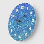 Blue Water Abstrakt Beach Coastal Schöne Dekoratio Große Wanduhr (Winkel)