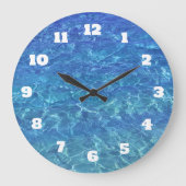 Blue Water Abstrakt Beach Coastal Schöne Dekoratio Große Wanduhr (Vorderseite)