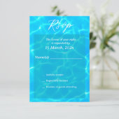 Blue Water Beach & Destination Wedding Ocean Theme RSVP Karte (Stehend Vorderseite)